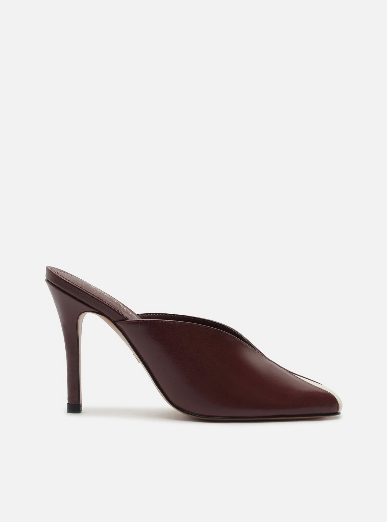 Mule Bordô Couro Salto Fino Cap Toe — foto 2