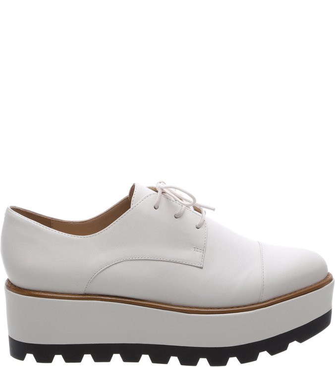 Oxford Couro Plataforma Bianco Color Line Black