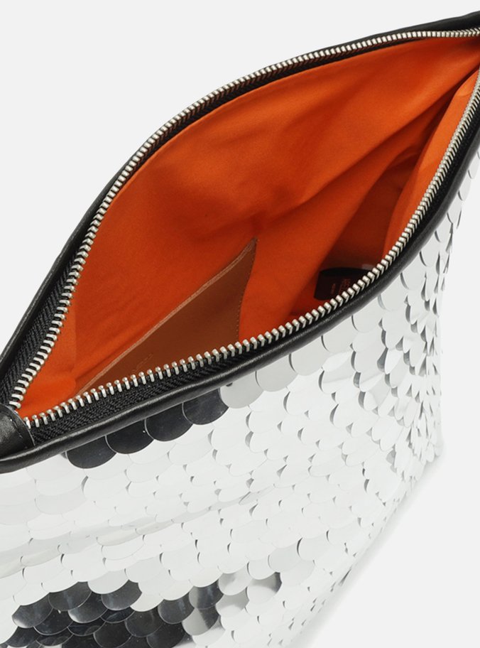 Clutch Prata Média Maxi Paetês