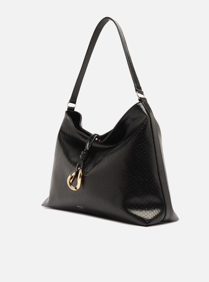 Bolsa Tiracolo Envernizada Preta Grande