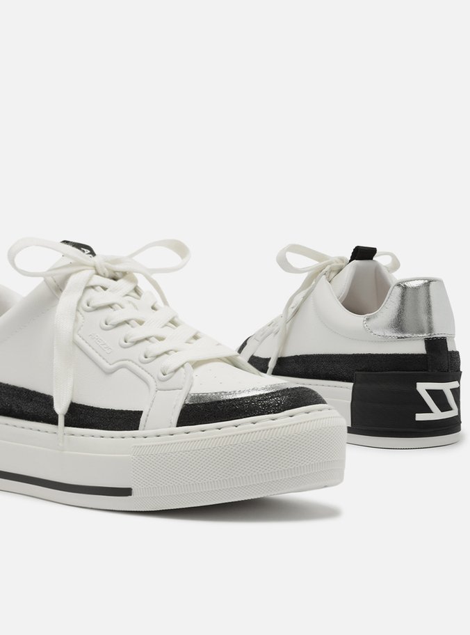 Tênis Branco Flatform Amarração Preto