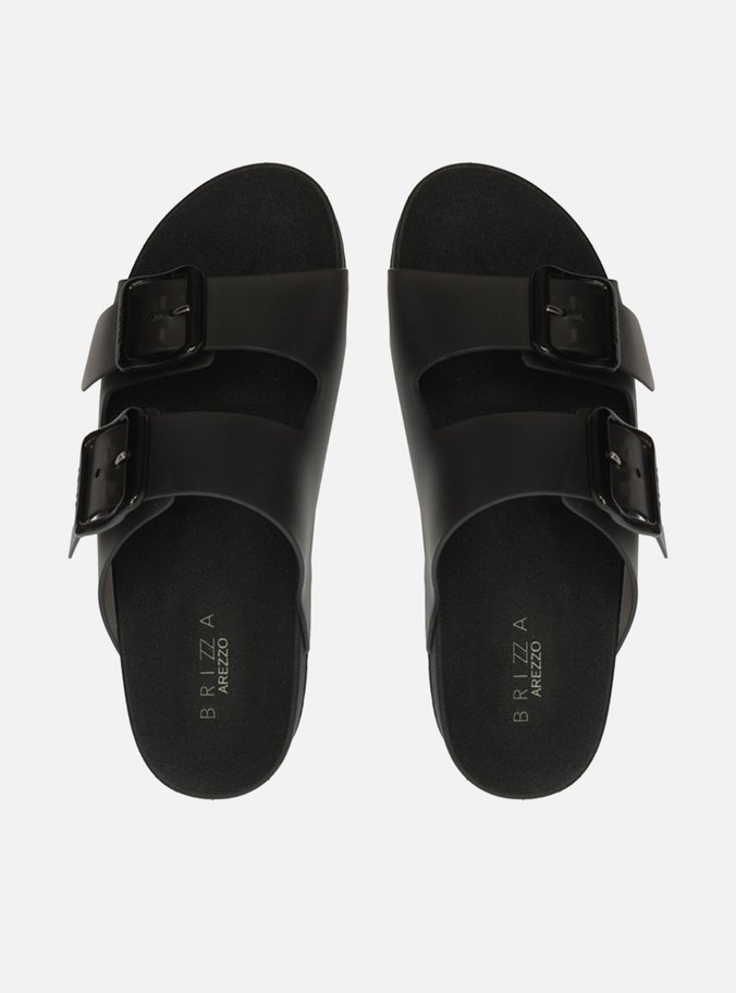 Chinelo Slide Preta Fivelas Brizza
