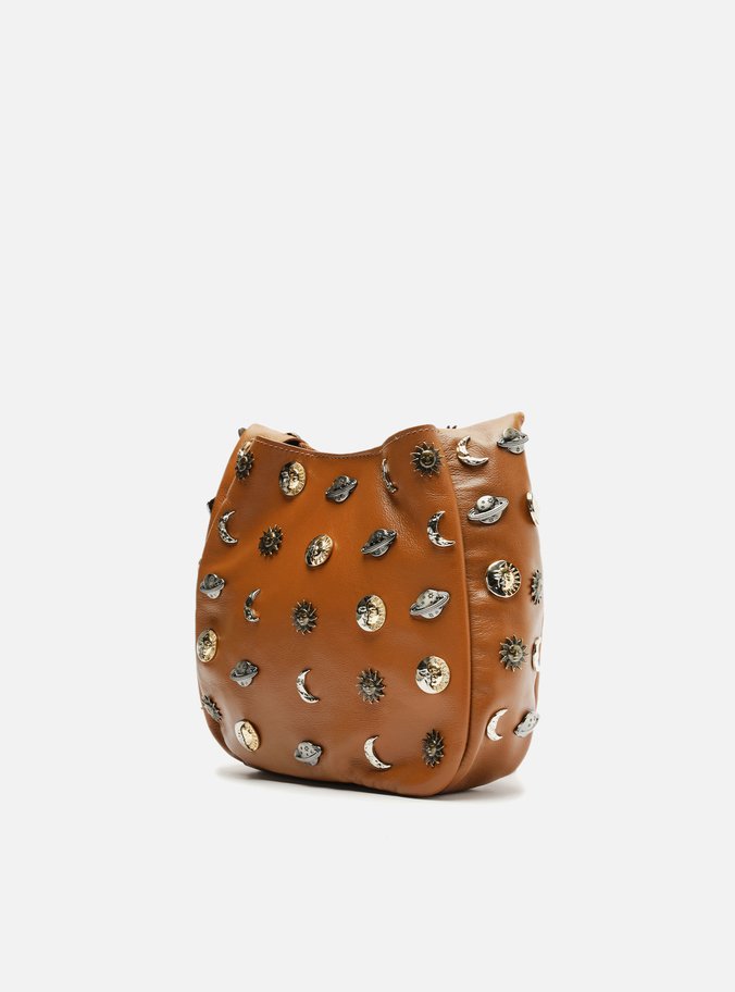 Bolsa Tiracolo Marrom Aplicações TIG