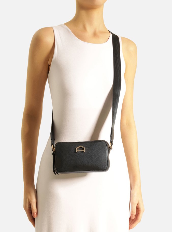 Bolsa Tiracolo Preta Pequena Detalhe