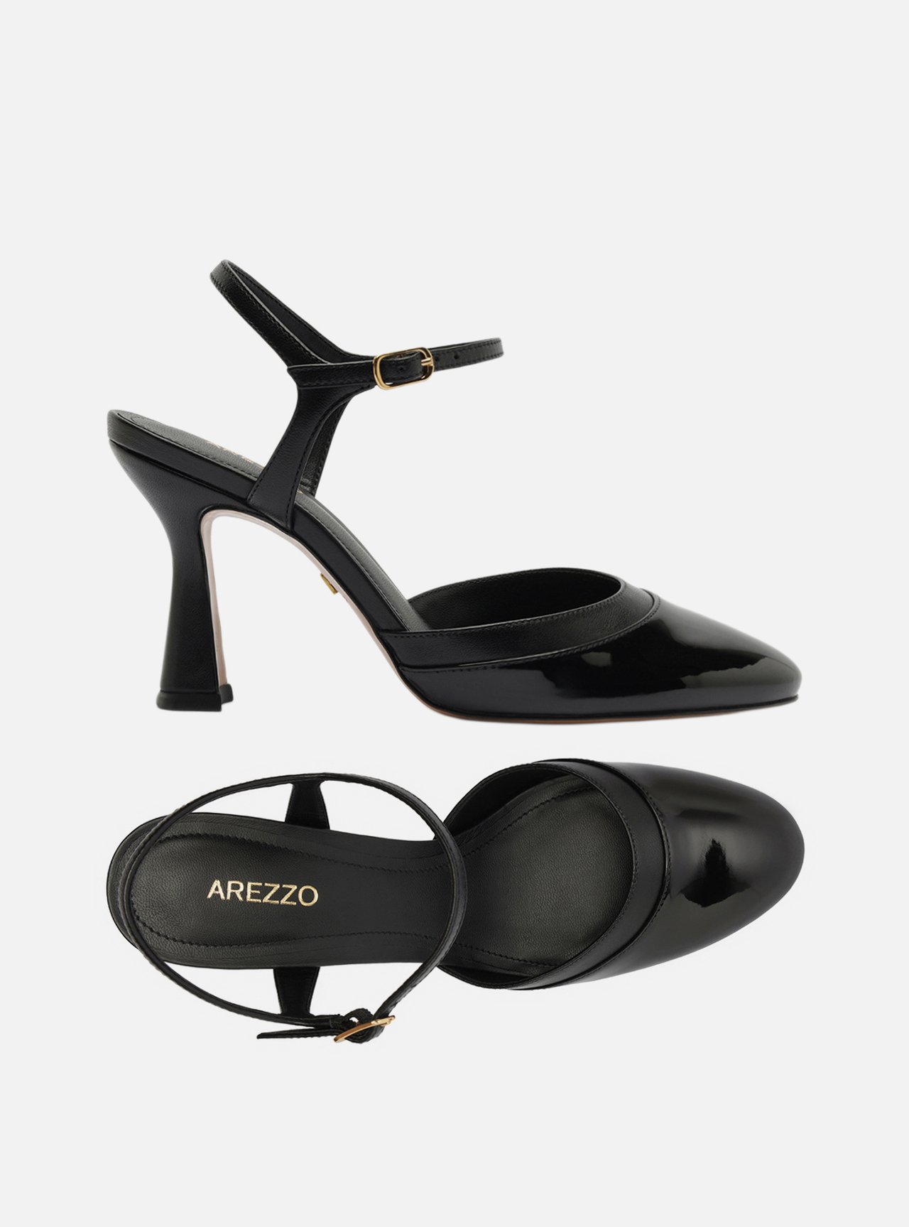 Scarpin Preto Salto Geométrico Fivela Slingback — foto 5