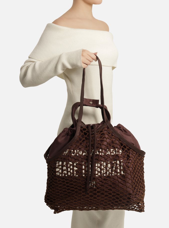 Bolsa Shopping Marrom Tela Lona Grande TIG