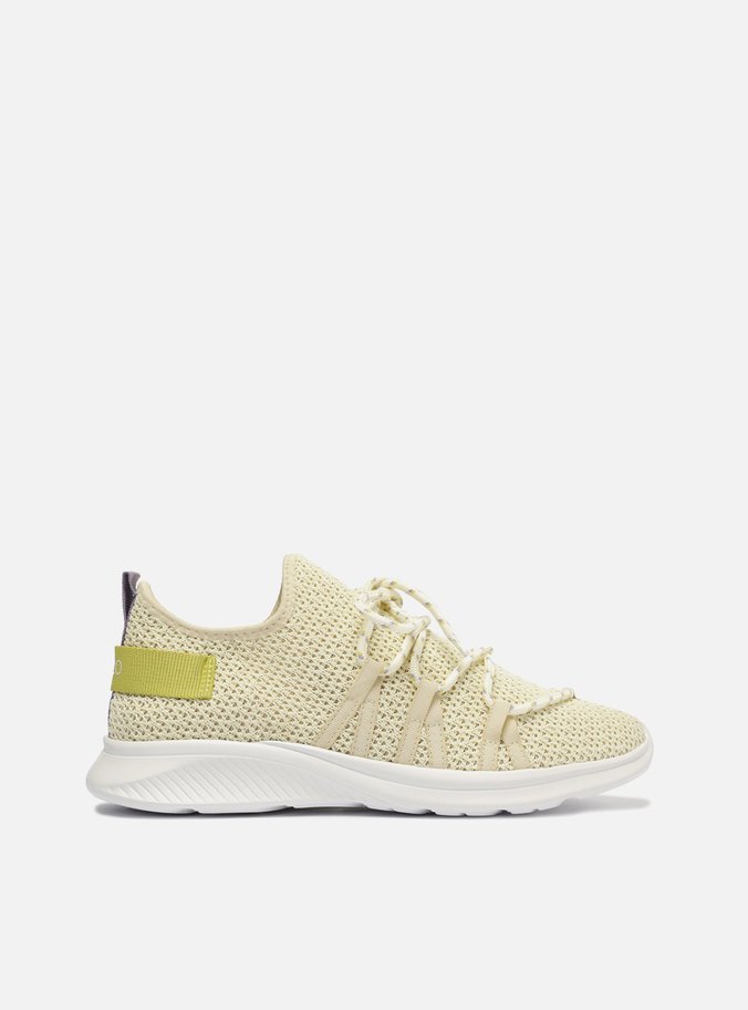 Tênis Slip On Bege Knit Textura Cordão