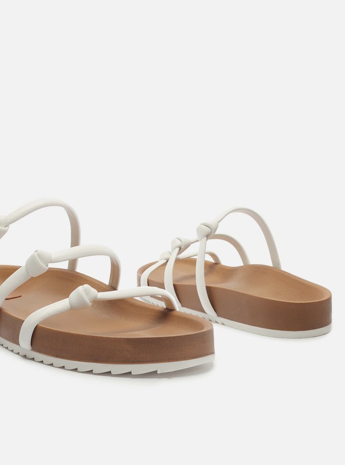 Sandália Papete Branca Flatform Tiras Nó