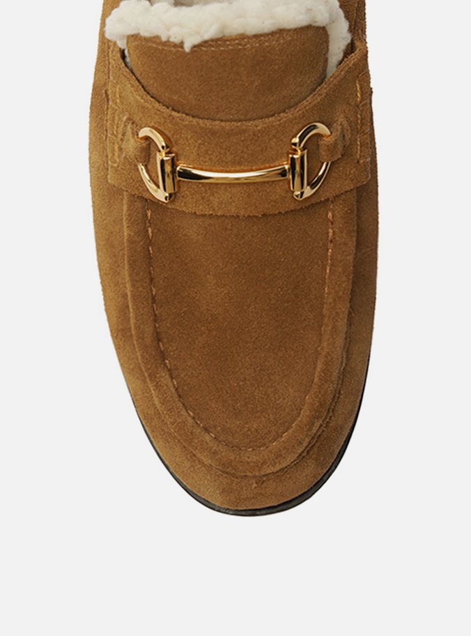 Clog Sabot Marrom Camurça Bridão Metálico