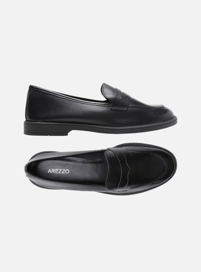 Mocassim Preto Couro Bico Redondo Básico Easy