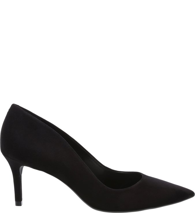 Scarpin Nobuck Salto Médio Fino Preto