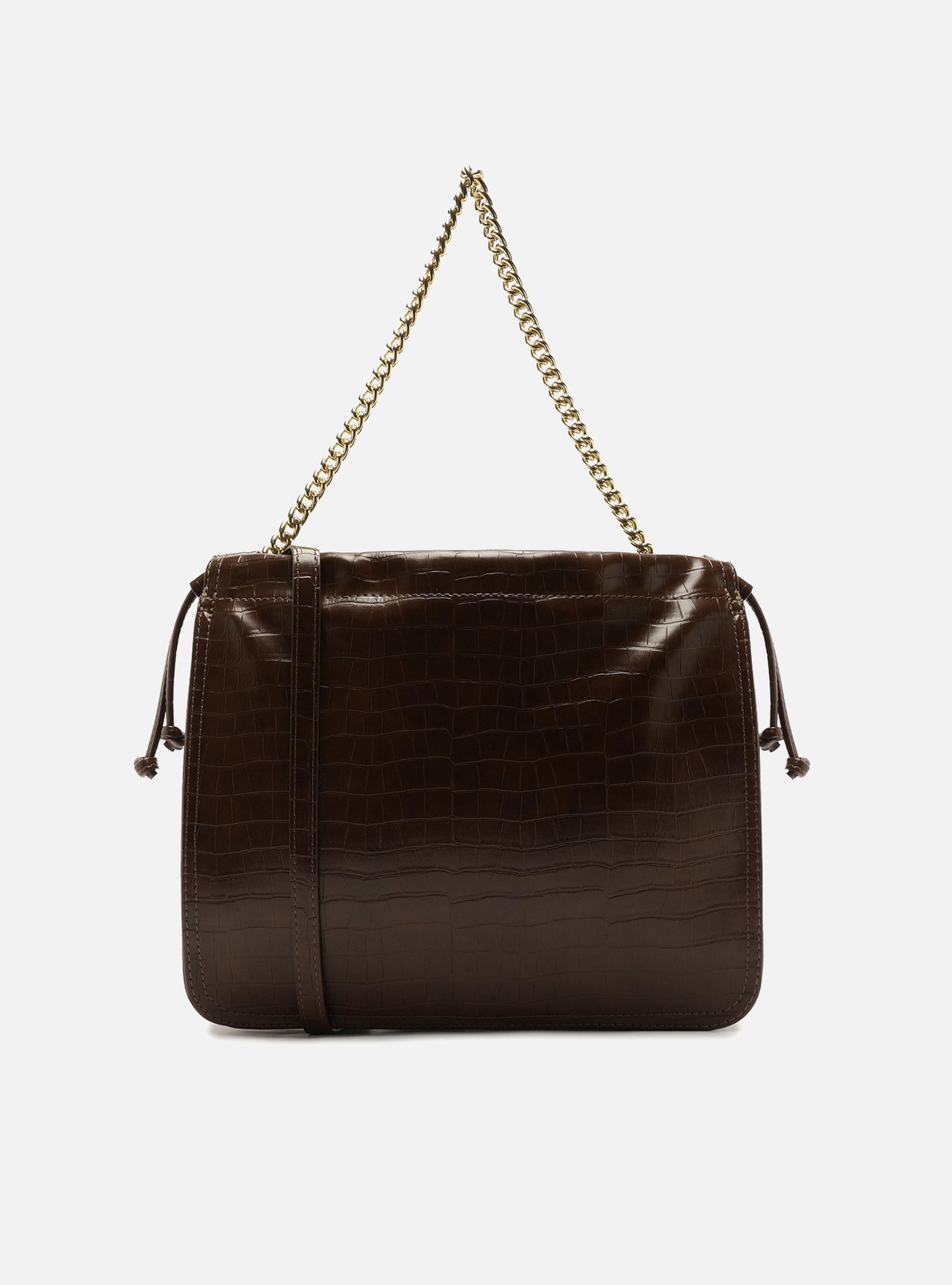 Bolsa Tote Marrom Média Croco Alça — foto 3