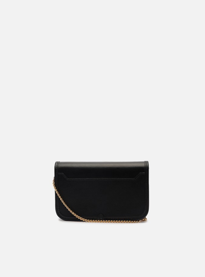 Bolsa Tiracolo Preta Couro Pequena Corrente