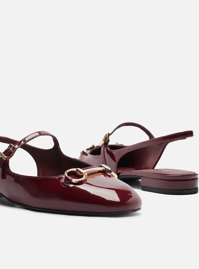 Sapatilha Boneca Vinho Verniz Slingback Bridão