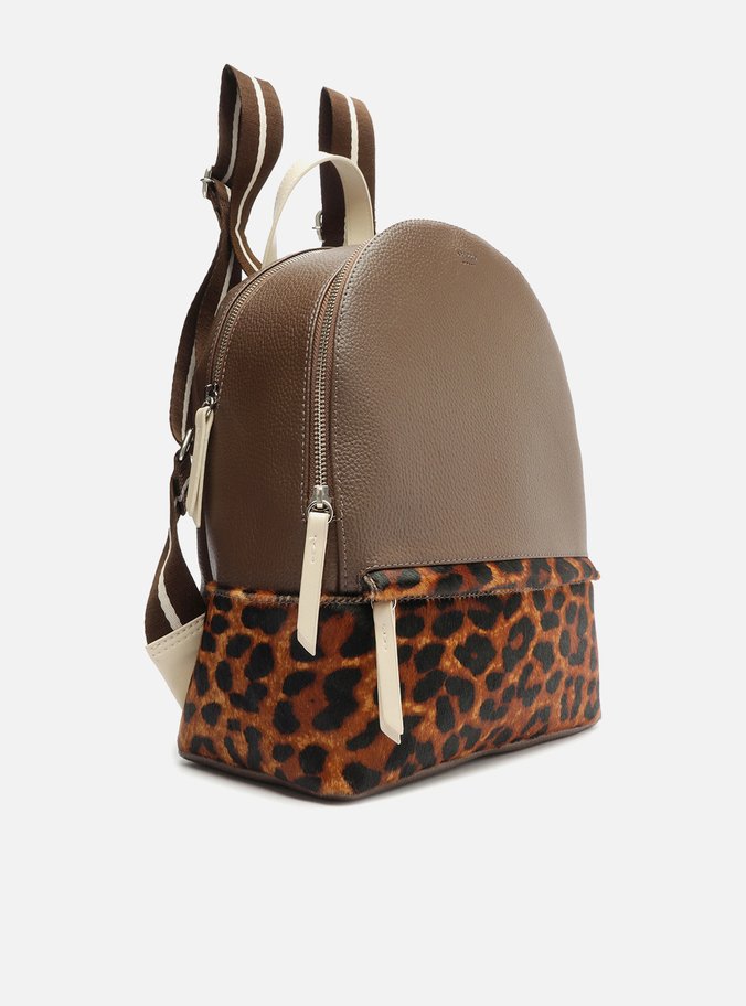 Mochila Marrom Prione Grande Animal Print