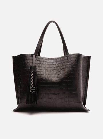 Bolsa Shopping Preta Croco Grande Barbicacho