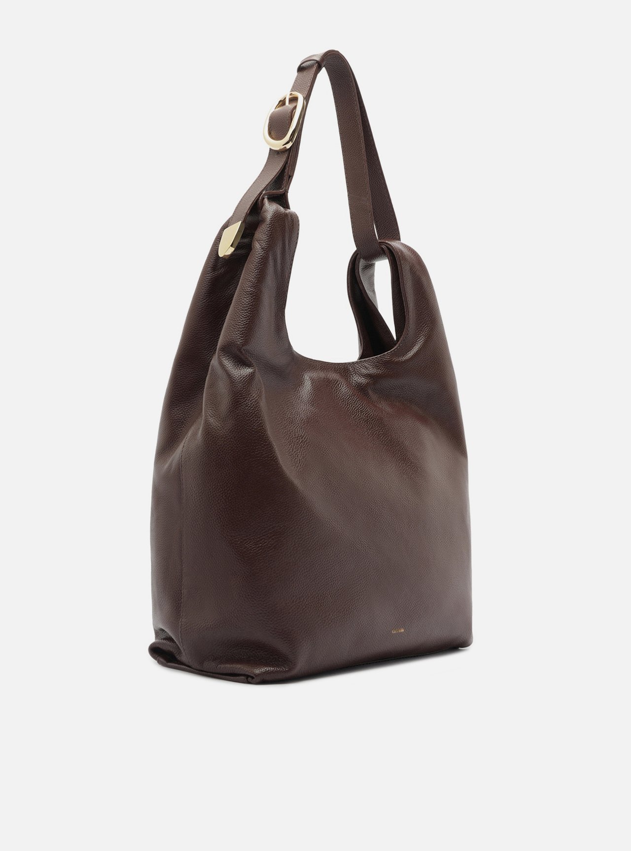 Bolsa Hobo Marrom Couro Média — foto 5