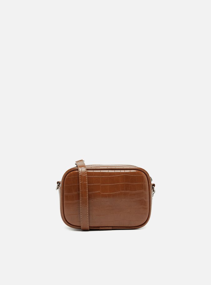 Bolsa Tiracolo Marrom Croco Pequena
