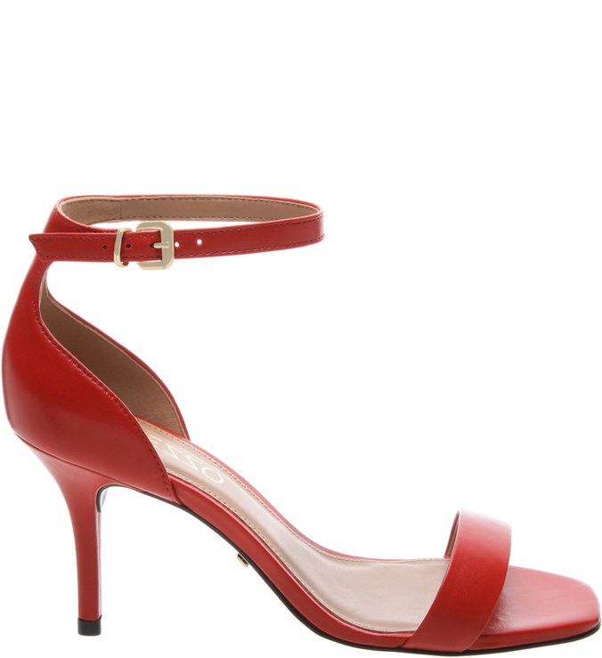 Sandália Couro Isabelli Square Salto Médio Fino Royal Red