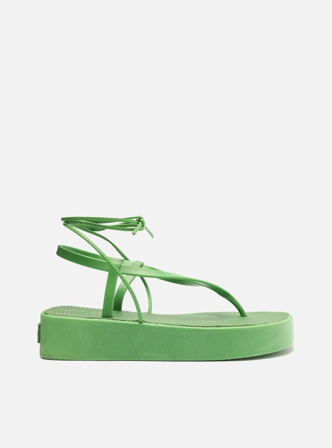 Sandália Verde Flatform Amarração Bela Brizza