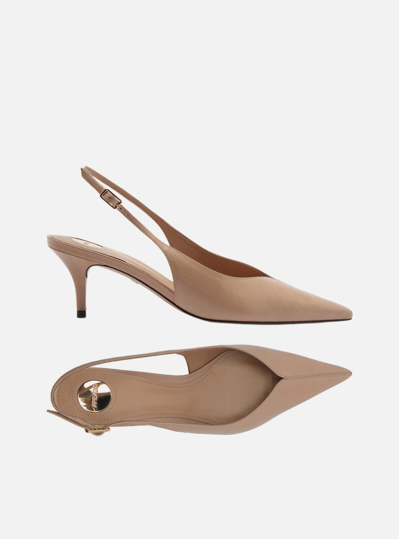 Scarpin Nude Couro Salto Fino Slingback — foto 5