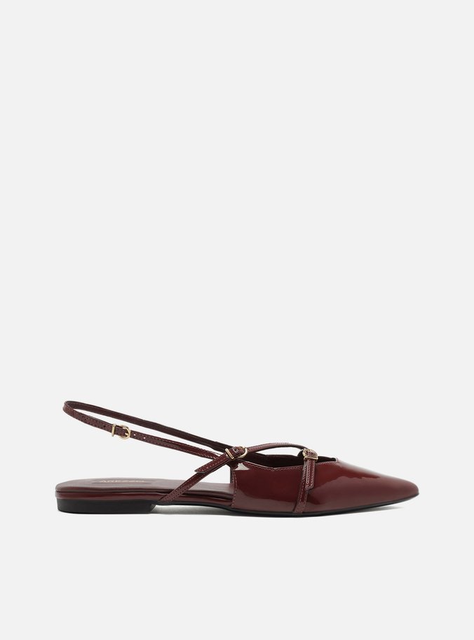 Sapatilha Bordô Verniz Slingback Tiras Fivelas