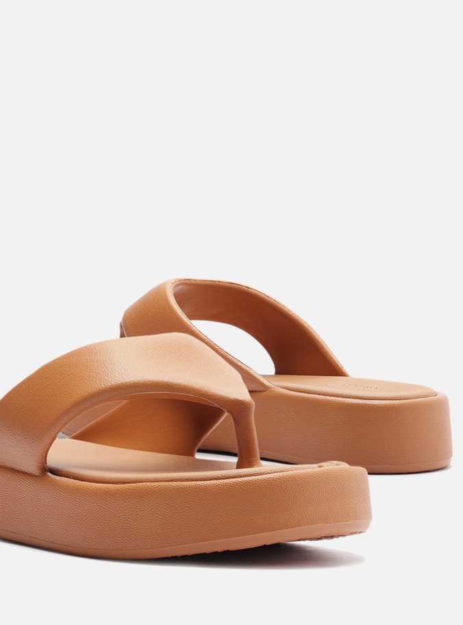 Sandália Marrom Flatform Bicolor Tira
