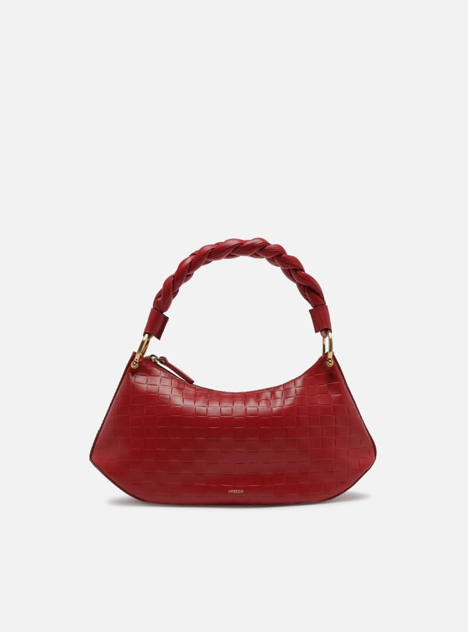 Bolsa Tiracolo Vermelha Couro Tressê Média