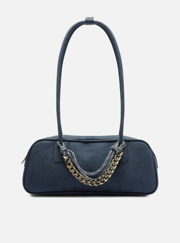 Bolsa Bowling Azul Nobuck Grande Cordão
