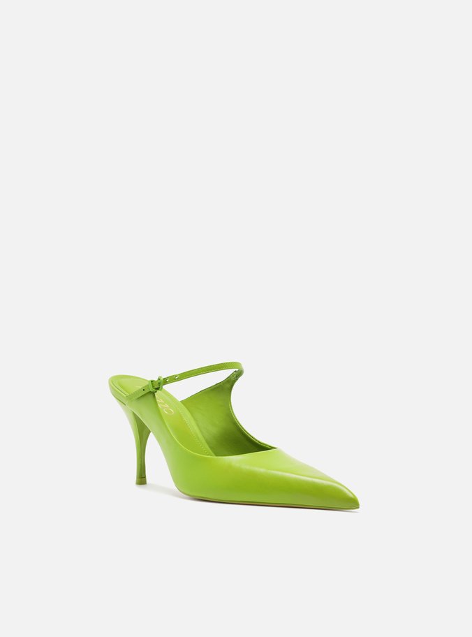 Mule Verde Couro Salto Fino Tira