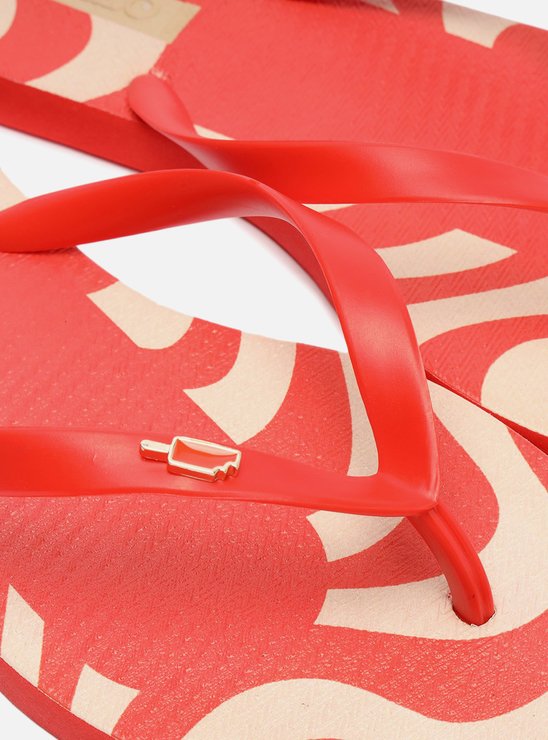 Chinelo de Dedo Vermelho Estampado Square e Bag Brizza