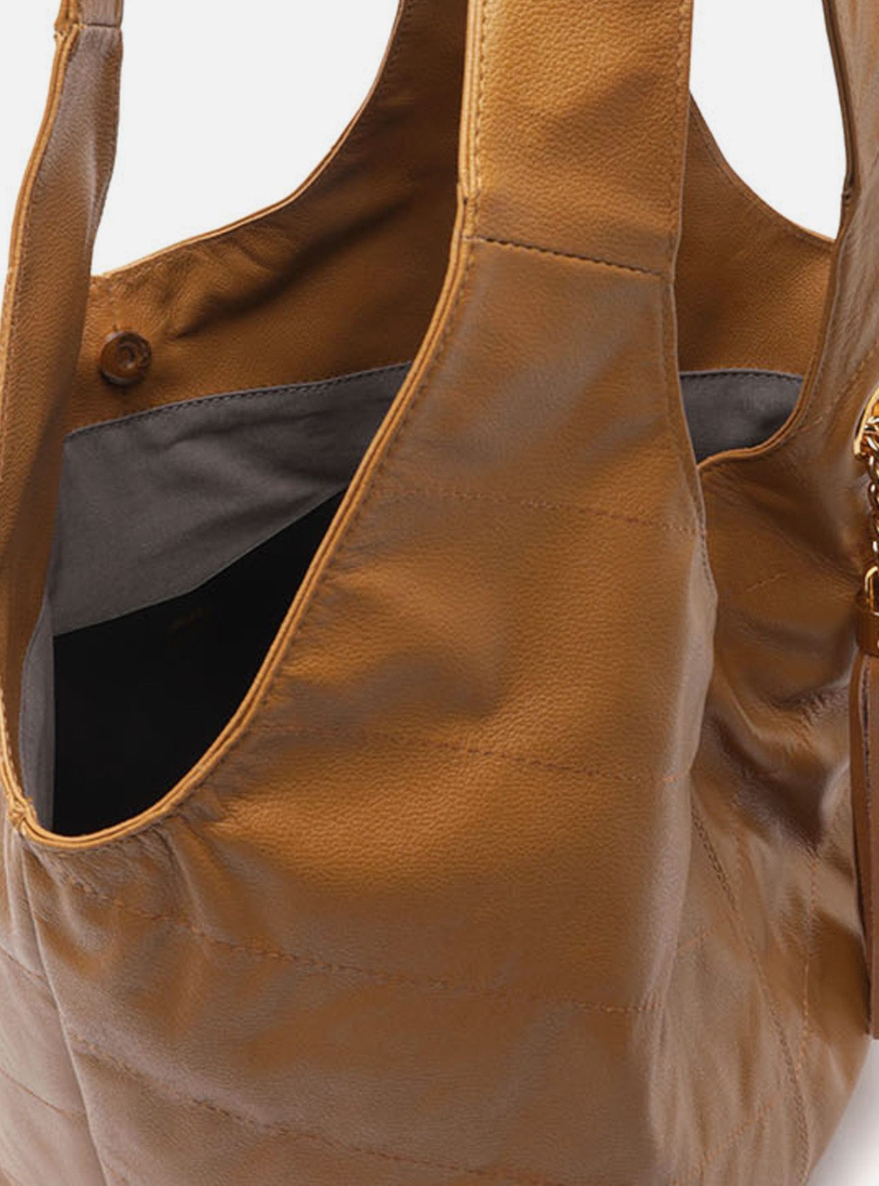 Bolsa Hobo Caramelo Couro Ísis Grande — foto 4