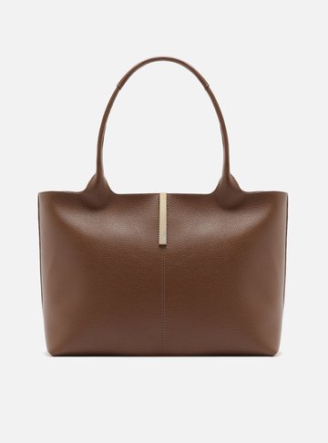 Bolsa Tote Marrom Grande Metal Frontal