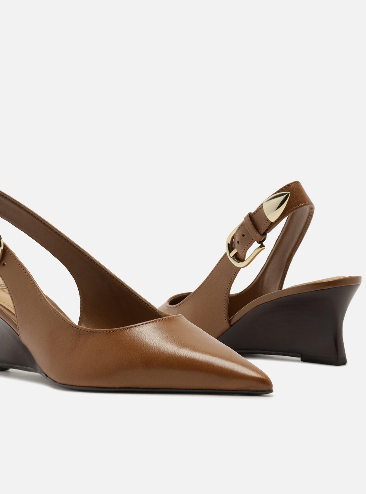 Scarpin Marrom Couro Anabela Fachete Slingback — foto 4