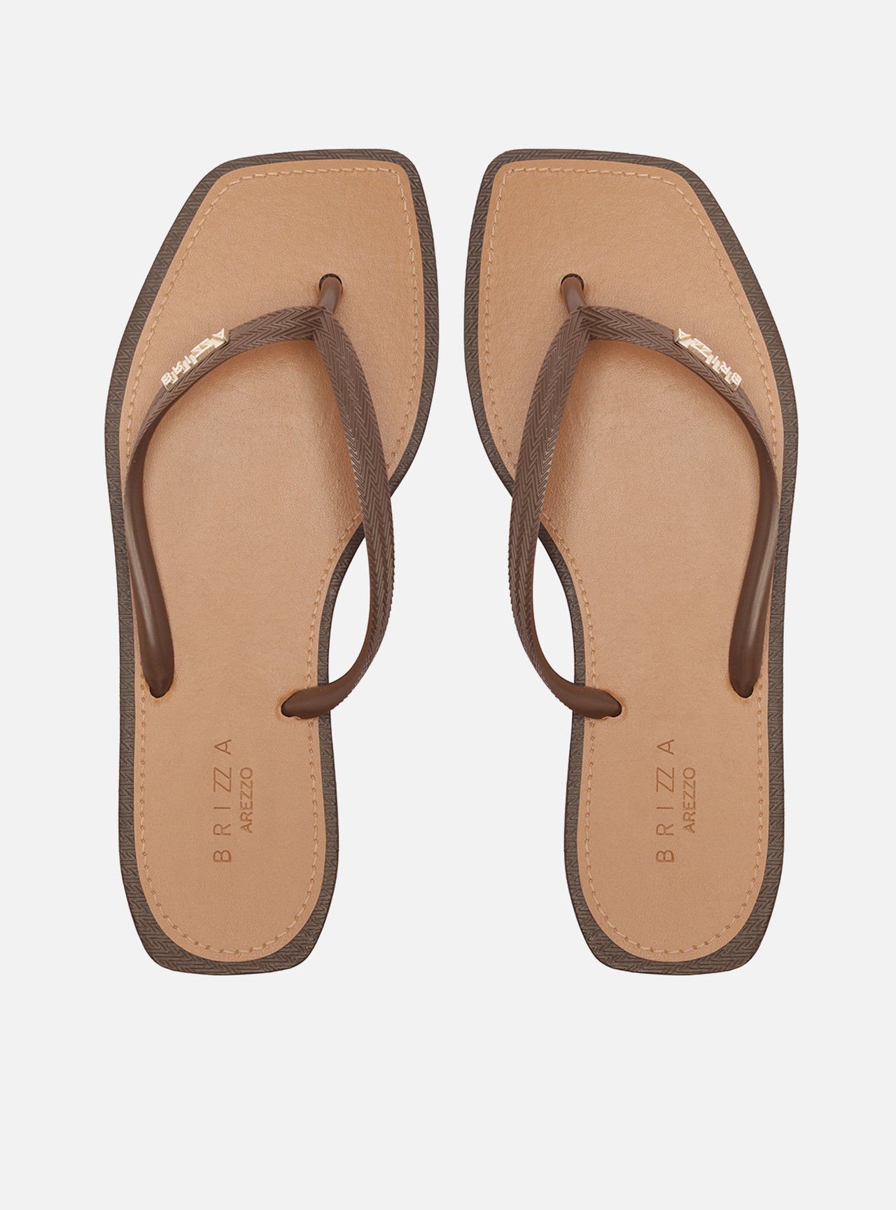 Chinelo de Dedo Marrom Flatform Metais Brizza — foto 1