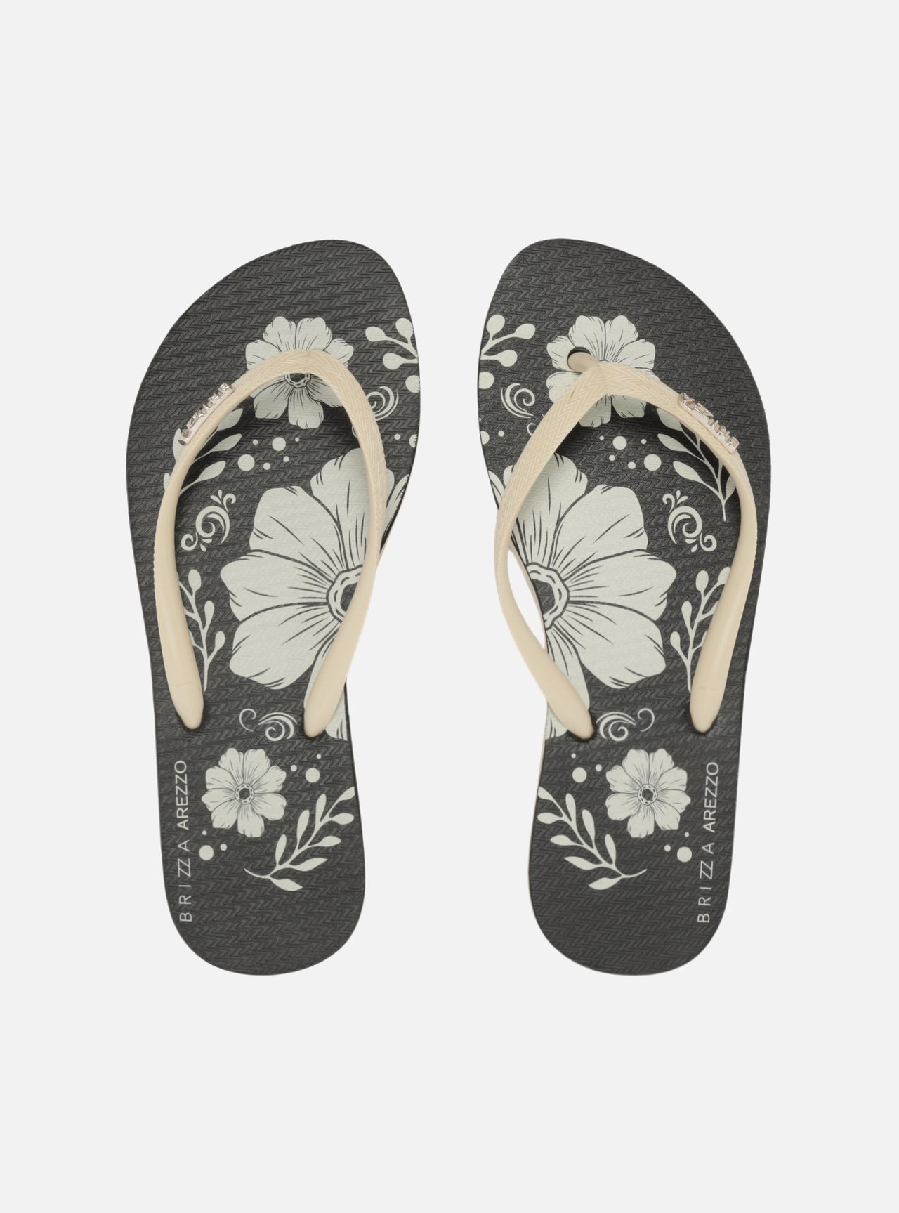 Chinelo de Dedo Preto Estampa Flores — foto 3
