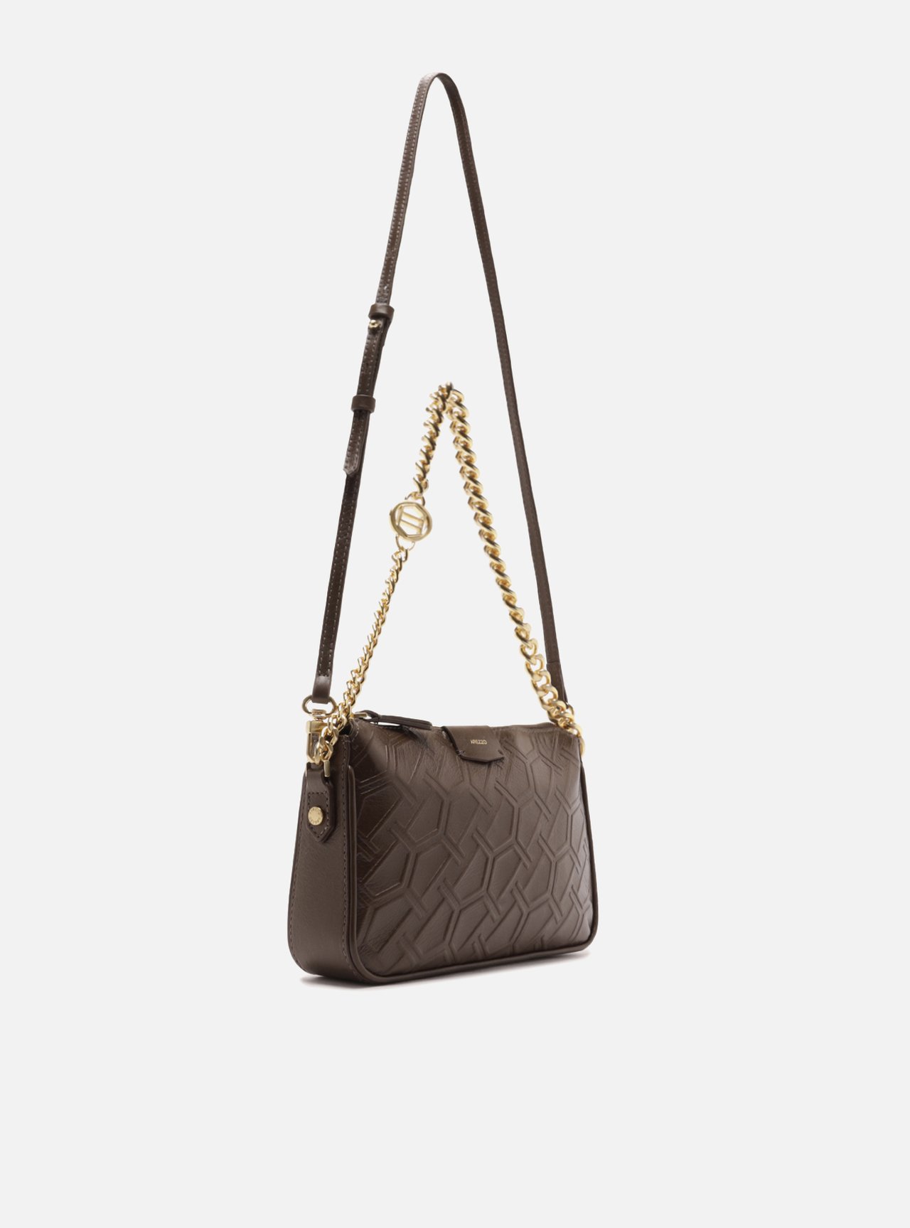 Bolsa Tiracolo Marrom Couro Pequena Corrente — foto 5
