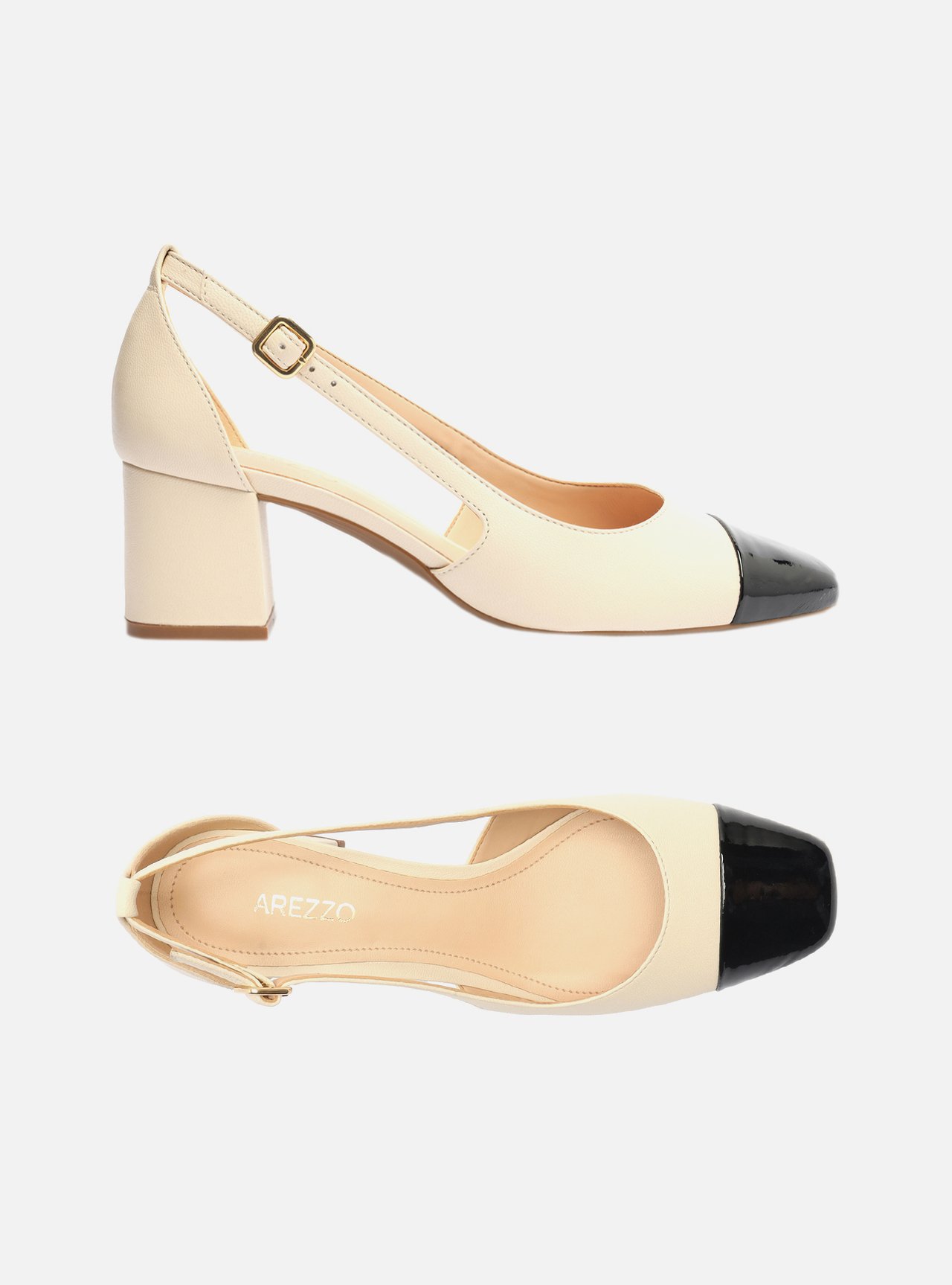Scarpin Off-White Couro Aberto Cap Toe Verniz — foto 5
