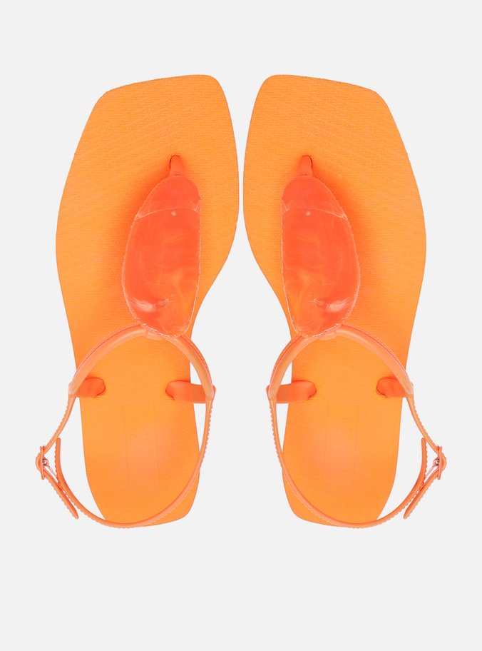 Sandália Rasteira Laranja Square Thong Brizza