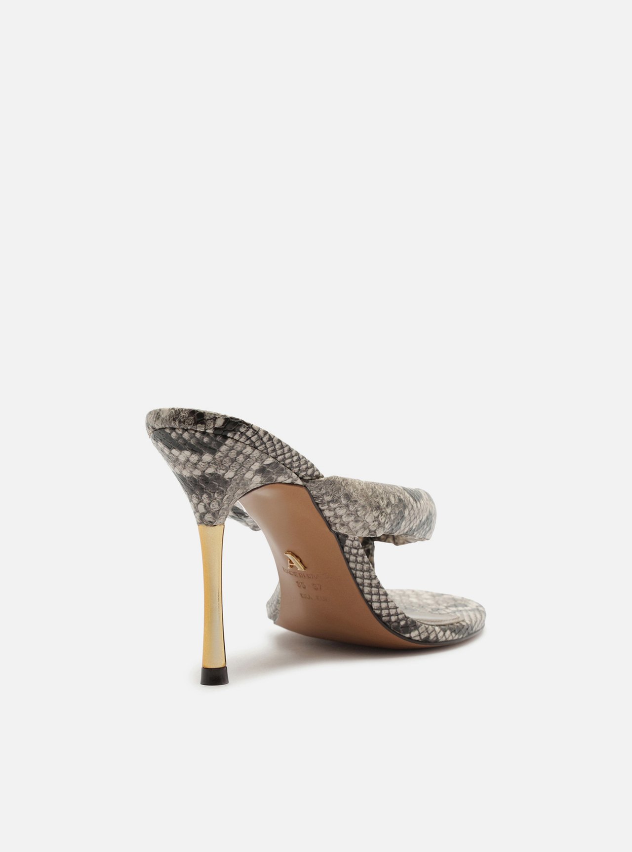 Sandália Animal Print Salto Fino Dourado Franzido — foto 3