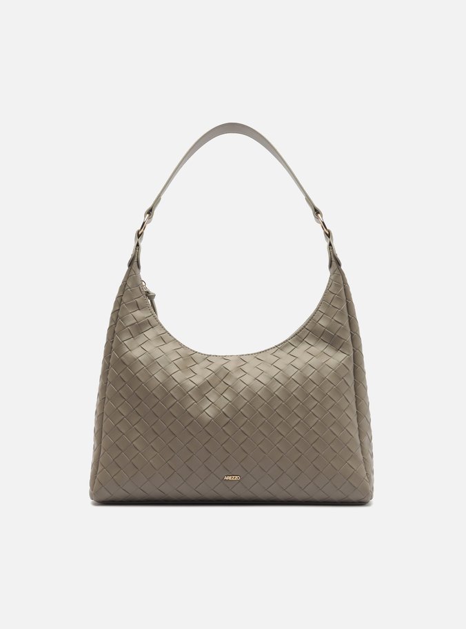 Bolsa Hobo Cinza Média Tressê Metais