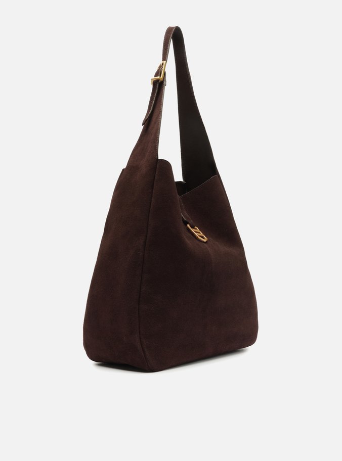 Bolsa Hobo Marrom Couro Acamurçado 