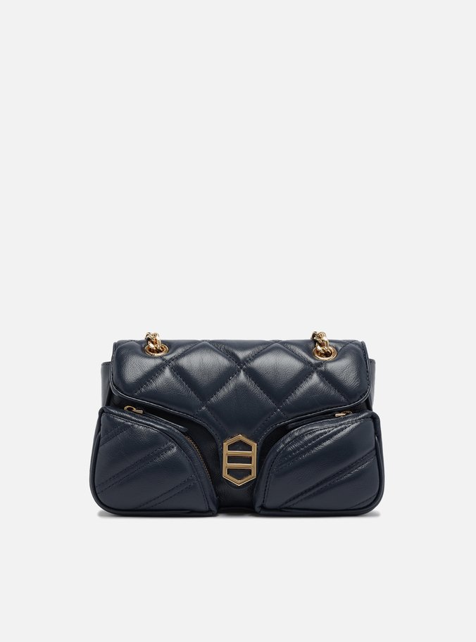 Bolsa Tiracolo Azul Couro Média Matelassê