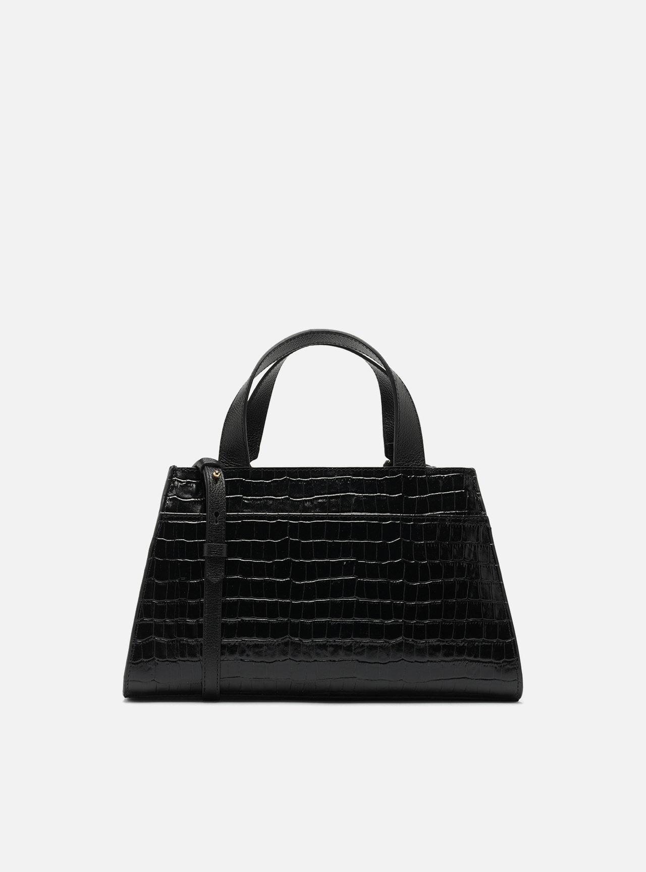 Bolsa Tote Preta Couro Croco Média Barbicacho — foto 3