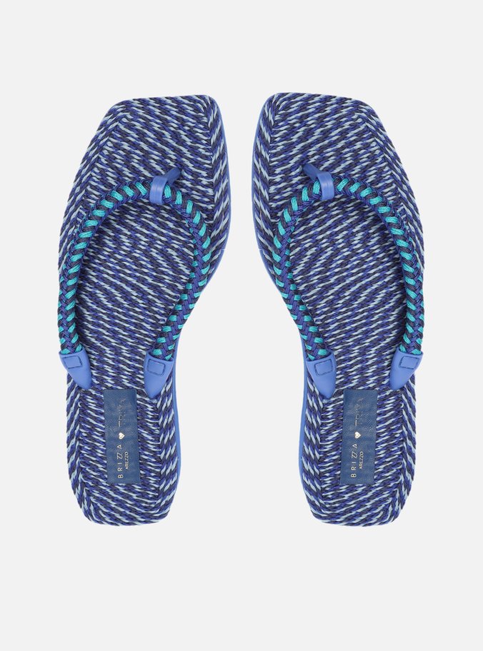 Chinelo de Dedo Azul Square Crochê Brizza Brizza Triya