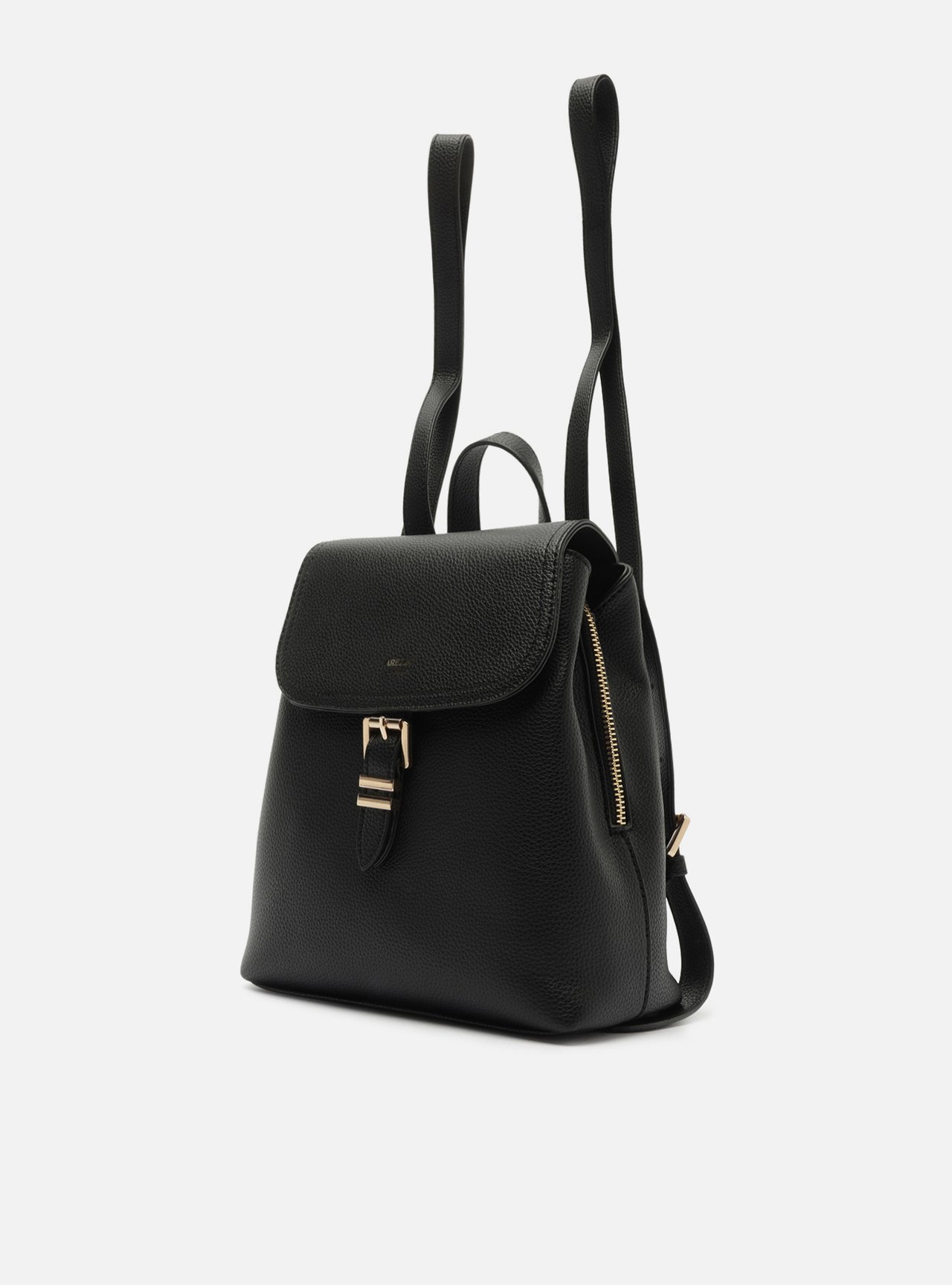Bolsa Mochila Preta Média Fivela Dourada — foto 2