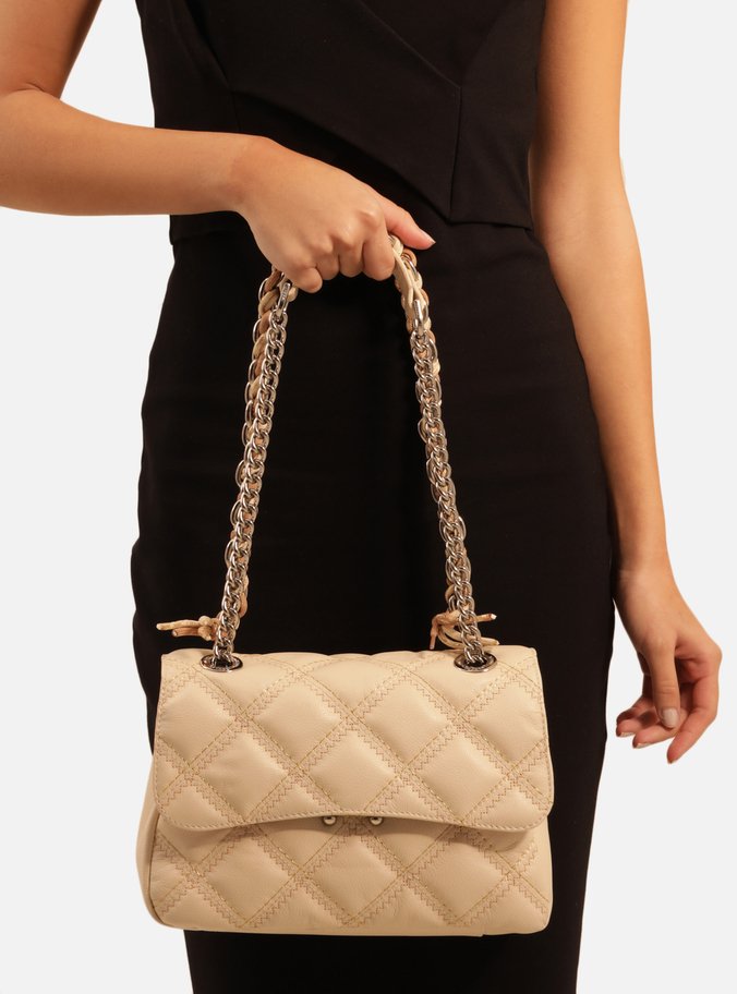 Bolsa Tiracolo Off-White Couro Mizz Média