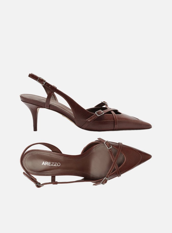 Scarpin Marrom Couro Salto Baixo New Amélia