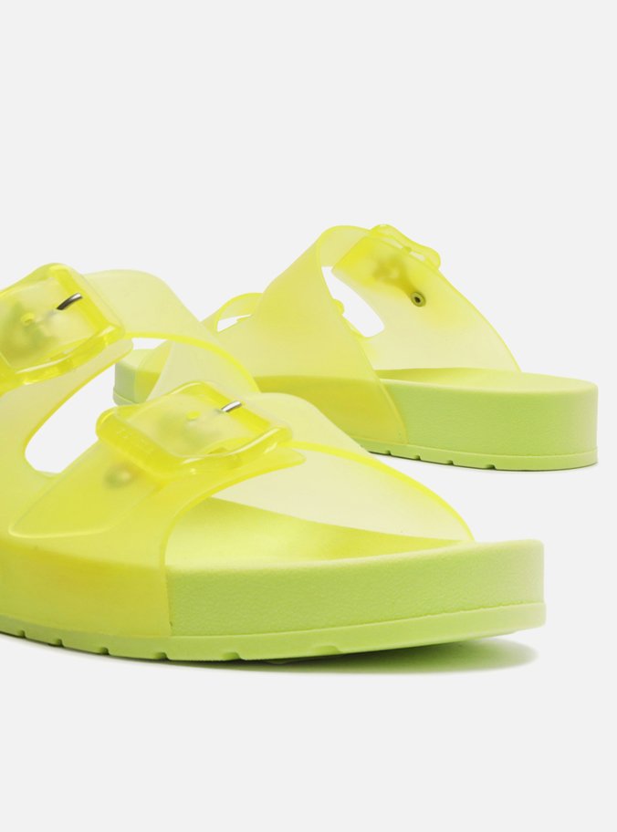 Chinelo Slide Amarelo Fivelas Brizza