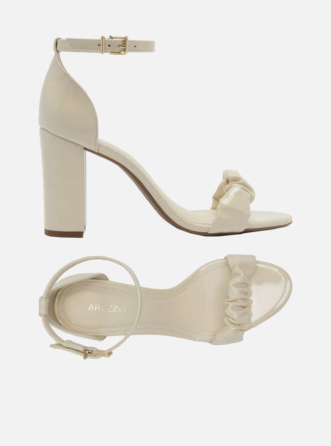 Sandália Verniz Soft Salto Bloco Alto Branco